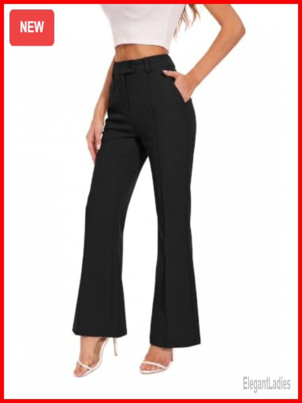 Flare Leg High Waist Stretchy Work Pants Business Casual Slacks
